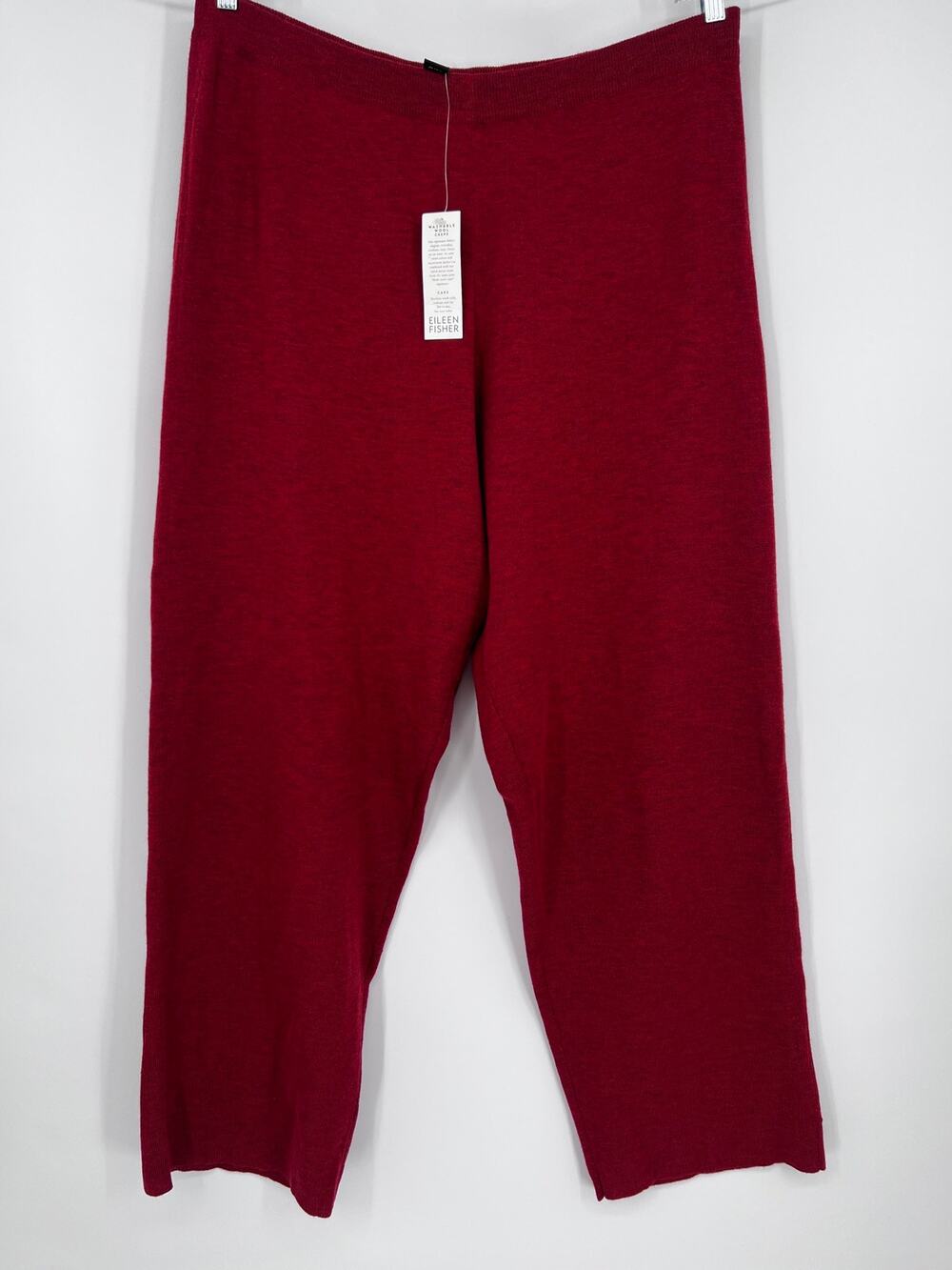 Eileen Fisher Woman Pants Washable Wool Crepe Knit 3X NEW Red Straight Leg READ